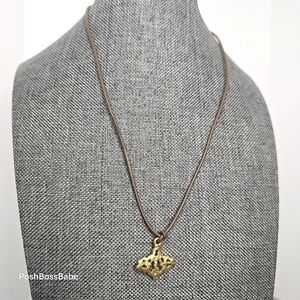 sachin and babi gold pendant on cord necklace
